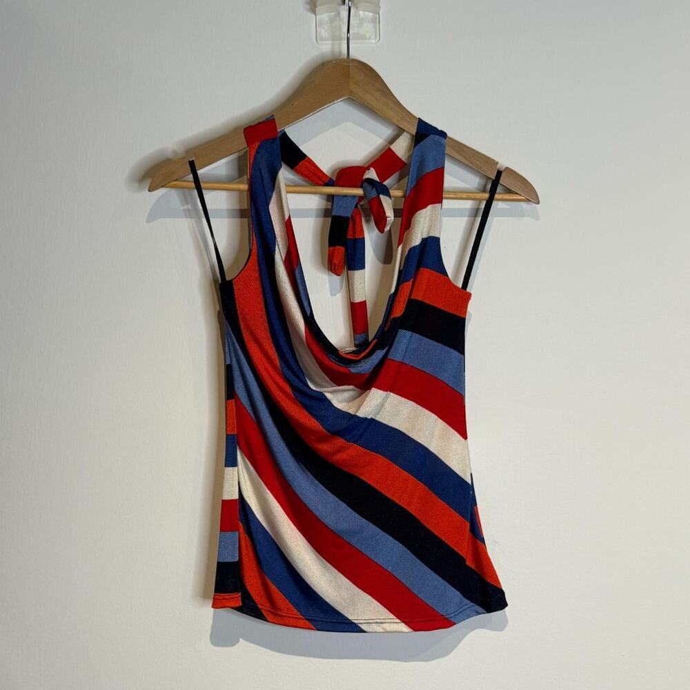 Multicolor Red Striped Top M - Picture 3 of 5